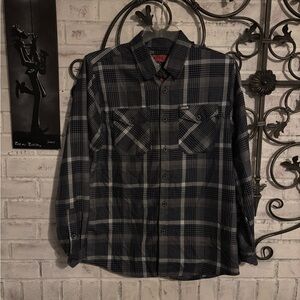 DIXXON Blue and White Plaid Flannel Shirt